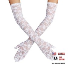 Lusofie Elegant Tea Party Gloves - Women's Long Lace Mittens Gloves for White