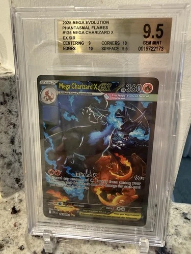Mega Charizard X EX SIR Me02: Phantasmal Flames 125/094 Beckett 9.5 Holo