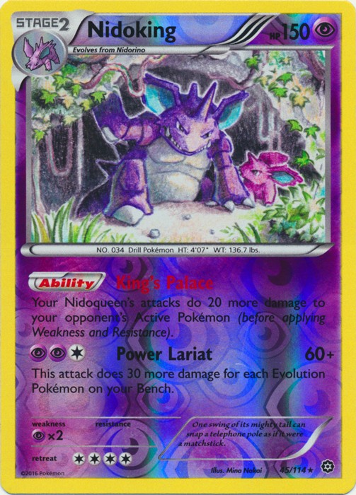1x Nidoking - 45/114 - Rare - Reverse Holo Moderately Played Pokemon XY-- Steam 