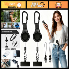 2 Pack Retractable Anti-Theft Phone Lanyard with Steel Cable Locking Carabiner