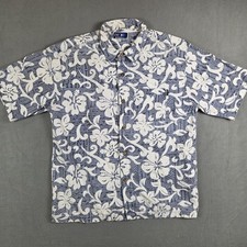 O'Neill Men's Hawaiian Button Up Blue Floral Beach Camp Surfing Shirt Large L