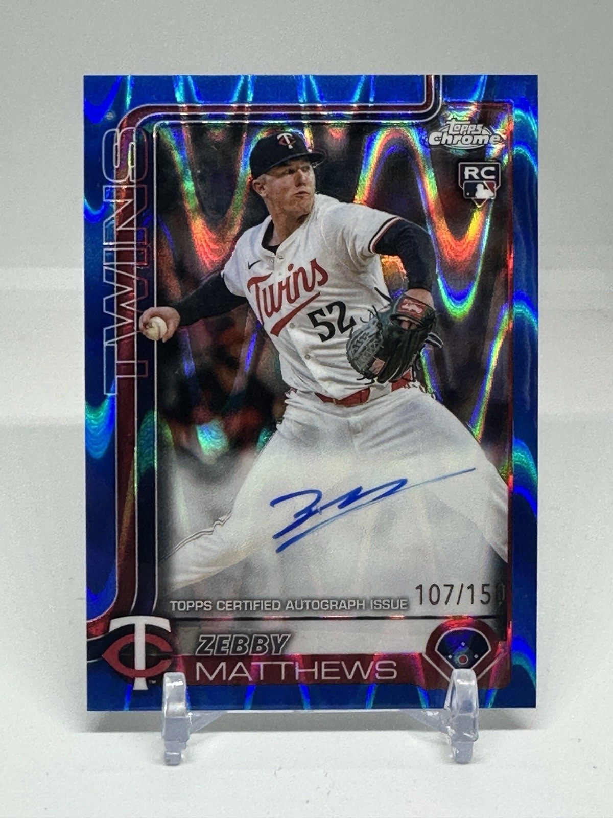 2025 Topps Chrome - Zebby Matthews Rookie Auto RC Blue Ray Wave Refractor /150
