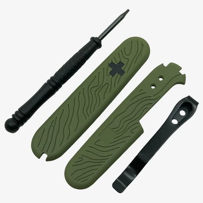 Topo Swiss Cross Plus Scales Set with Optional Pocket Clip for Victorinox SAKs
