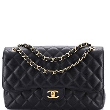 Chanel Classic Double Flap Bag Quilted Caviar Jumbo