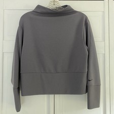 Nike Sweatshirt Women Small Performance Gray Ribbed Wicking Yoga Dance Running