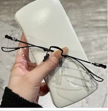 Pure Titanium Square Rimless Reading Glasses Men Women Vintage Trendy Eyeglasses