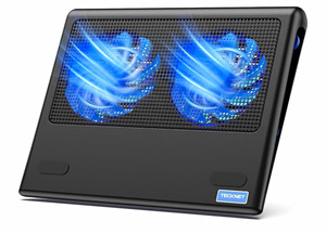 TeckNet Dual Fan USB-Powered Laptop Cooling Pad Stand Anti-Slip Black 14in