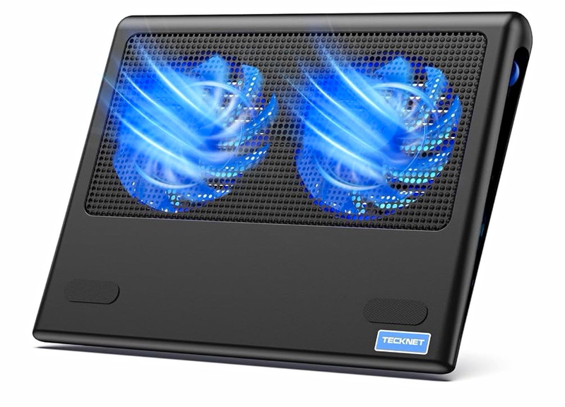 TeckNet Dual Fan USB-Powered Laptop Cooling Pad Stand Anti-Slip Black 14in