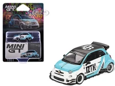 ABARTH 595 "LB-WORKS X ABAS WORKS - IZTK" LIGHT BLUE 1/64 BY MINI GT MGT01051