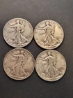 New ListingWalking Liberty Half Dollars 90% Silver US Coins 1940s Lot Of 4