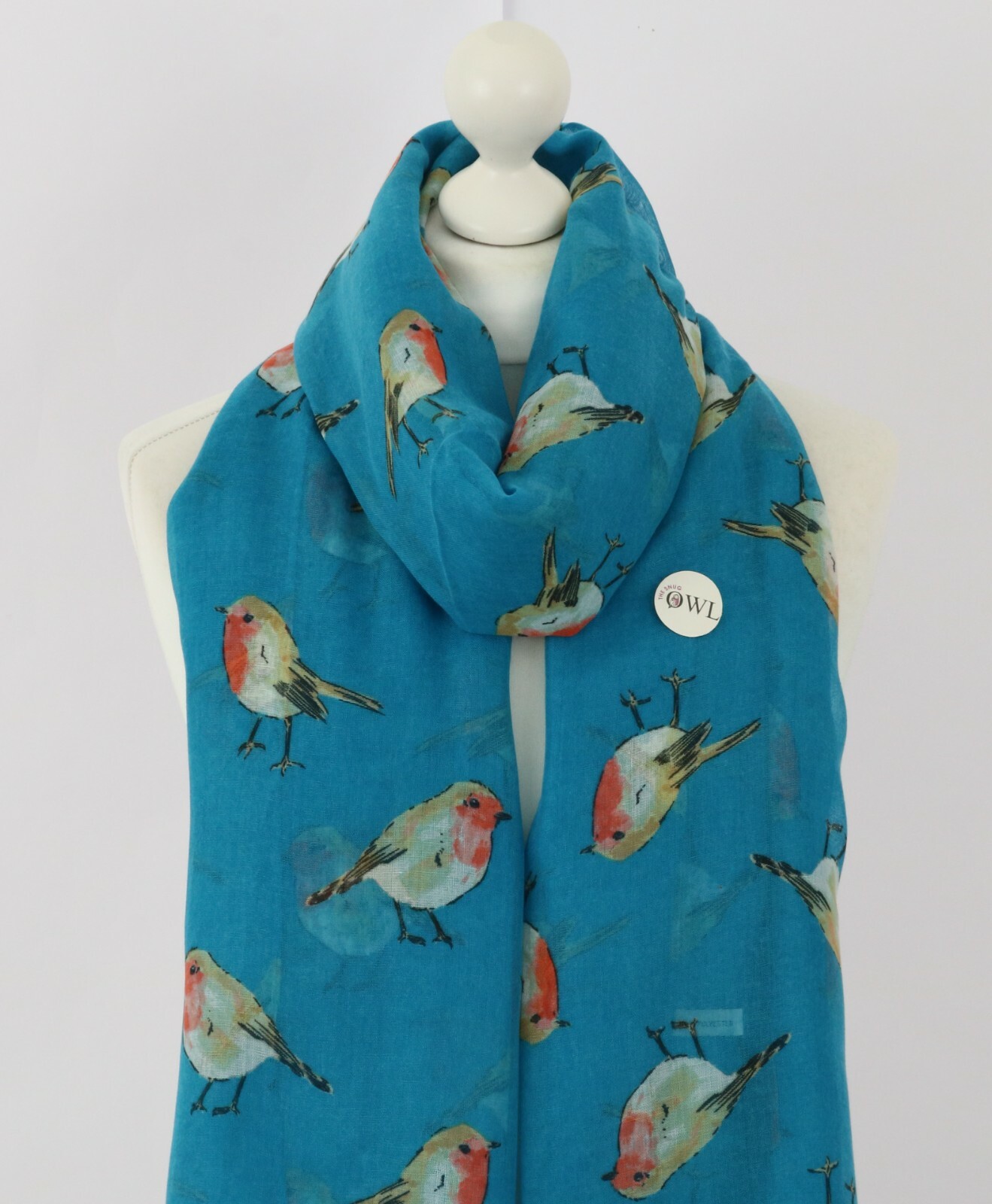 Soft Robin Scarf Red Robins Garden Bird Print Scarves Christmas Wrap