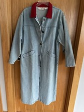 Vintage Women's Maxi Length Denim Cotton Oversize Coat~button Up Jean Jacket~new