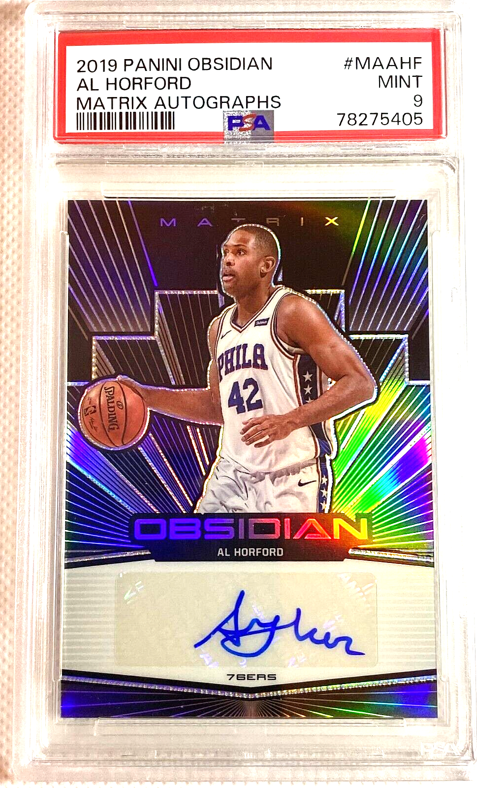 Al Horford Autographed Signed SSP /60 PSA 9 MINT 2019 AUTO OBSIDIAN MATRIX S G5405 
