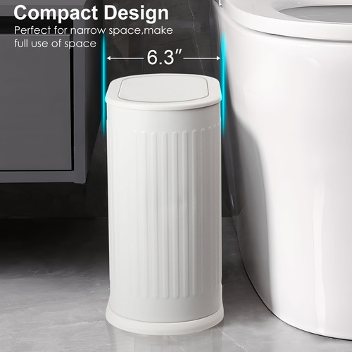 Stainless Steel Bathroom Trash Can Pop-Up Lid Waste Bin Dog Proof 1.8 Gallon - Picture 4 of 7