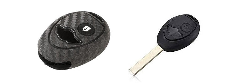 Custodia In Silicone Con Fibra Di Carbonio Per Chiave Auto MINI COOPER R50 R53 (2 Pulsanti) - Protezione Antigraffio - 4