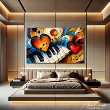 Love Wall Art Canvas Print Piano Art Print Romantic Home Decor Art Print