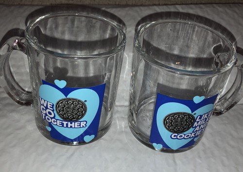 Two Oreo 10oz Clear Glass Cups Mugs "We Go Together” and “Like Milk and Cookies" - Picture 4 of 10