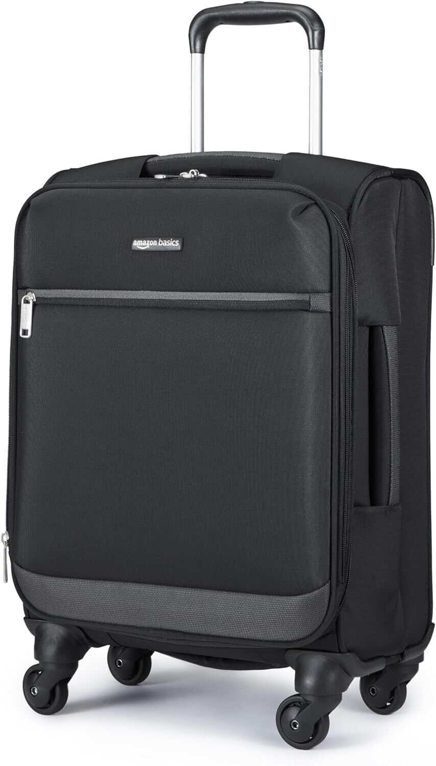 Softside Luggage, 20.8-inch, Durable Design, Spinner Wheels, Large, Black
