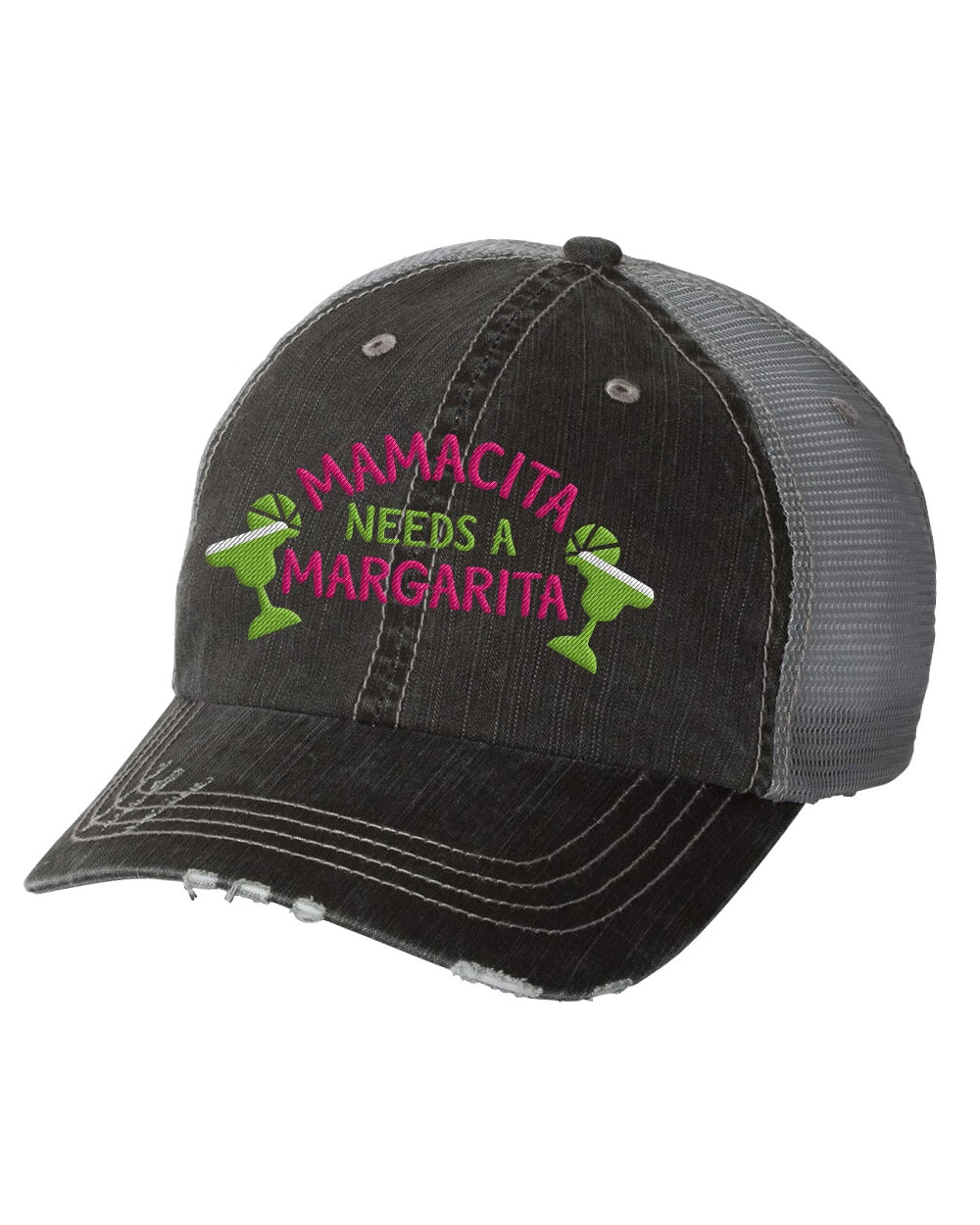 Women's Embroidered Mamacita Needs A Margarita Distressed Baseball Cap