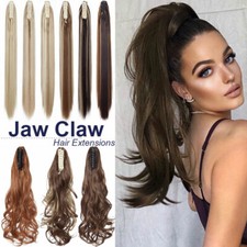 Jaw Claw On Ponytail Fake Hairpiece Clip in Pony Tail As Human Hair Extensions