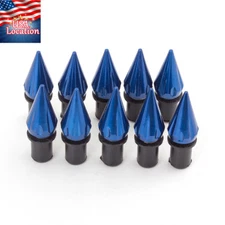 US 10Pcs Motorcycle Windscreen Windshield Screws Spike Bolt Screw Kit M5 Blue