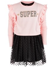 Epic Threads Big Girls Layered-Look Dot-Mesh Dress Size L