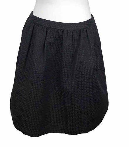 Halogen Skirt Black Blue Red Texture Linen Blend Lined Womens A Line Skirt Sz 4 - Picture 2 of 12