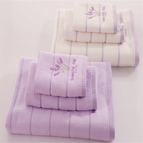 Cotton Embroidery Lavender Aromatherapy Soft Bath Hand Face Towel Sheet Set@ - Picture 2 of 14