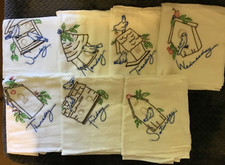 Embroidered Dish Tea Towels Birds Days Of The Week 7