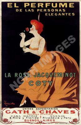 El Perfume La Rose Jacqueminot Coty vinage perfume fashion ad poster repro 12x18