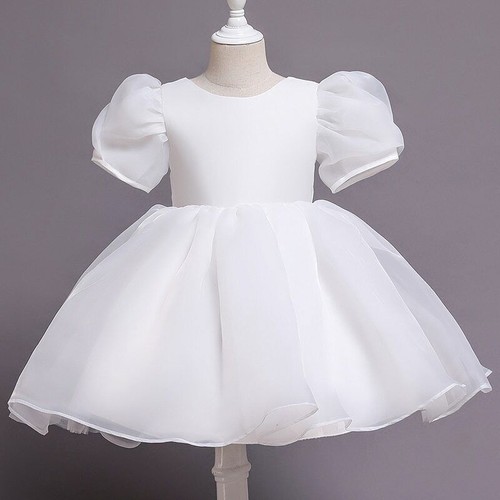 Flower Puff Sleeve Dress Girls Princess Birthday Party Dress Kids Tutu Ball Gown - Picture 20 of 29