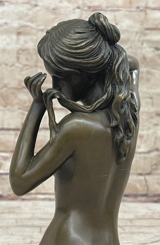 Escultura artesanal de bronce busto femenino desnudo de Mario Nick arte sensual para el hogar - Imagen 9 de 10