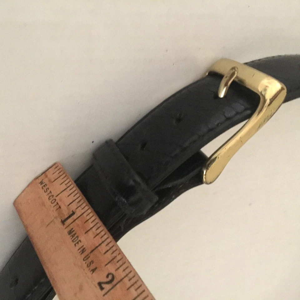 Cinturón Van Heusen Para Hombre Negro Cuero Genuino Metal Tono Dorado Hebilla talla 42 Foto 4 de 4