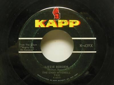 THE CHAD MITCHELL TRIO: Super Skier / Lizzie Borden, 45 RPM, Fair (A)