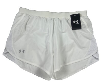 Under Armour UA Fly-By 2.0 Shorts Womens L Running Gym Shorts 3  White NWT