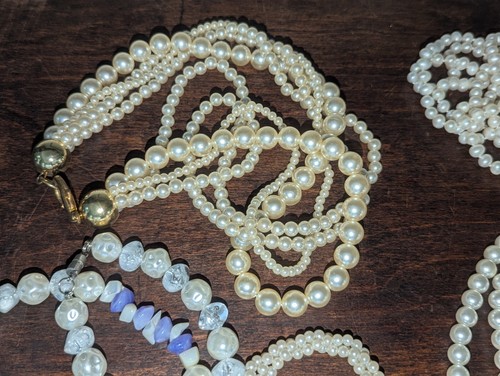 Vtg Lot Modern Fancy Faux Pearl 17 Necklaces 80s 90s & 1 Bracelet - Picture 5 of 19