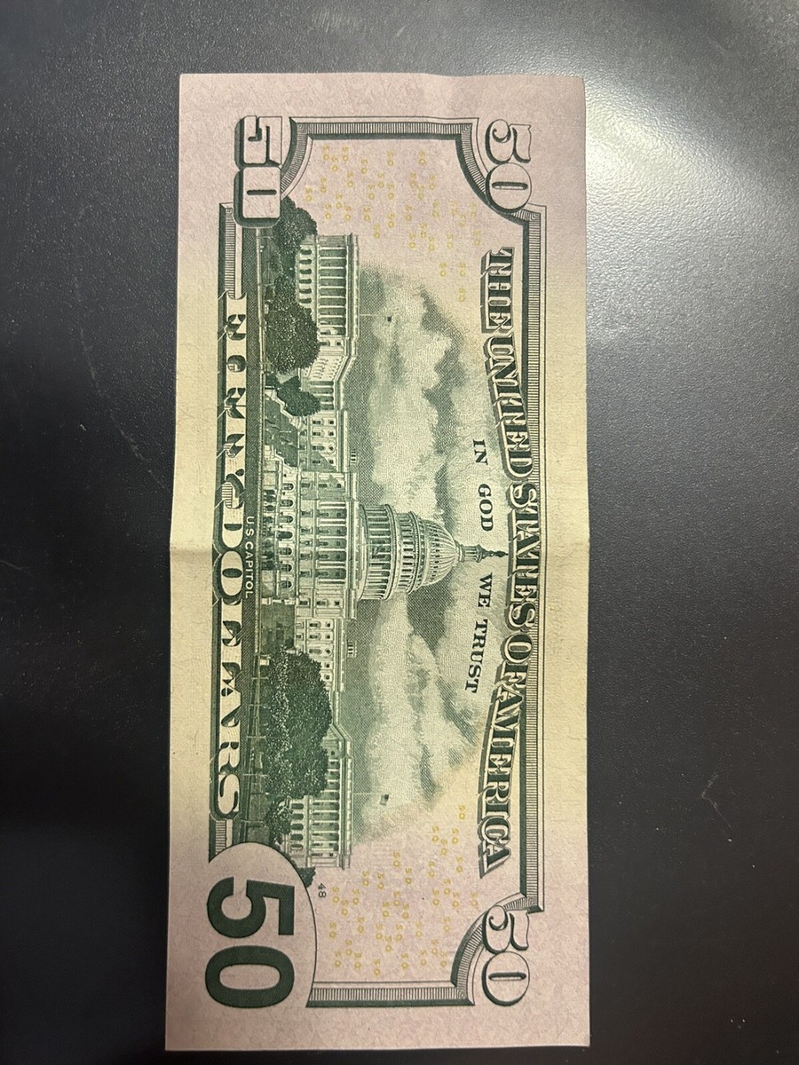 FANCY SERIAL NUMBER 50 dollar bill/ 6 Of A Kind TRINARY SN