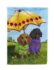 Dachshund April Showers Garden Flag