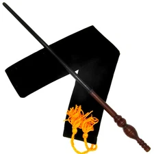 15" Minerva Hand Turned Mahogany Wood Magic Wand Witch Wizard w/ Free Velvet Bag