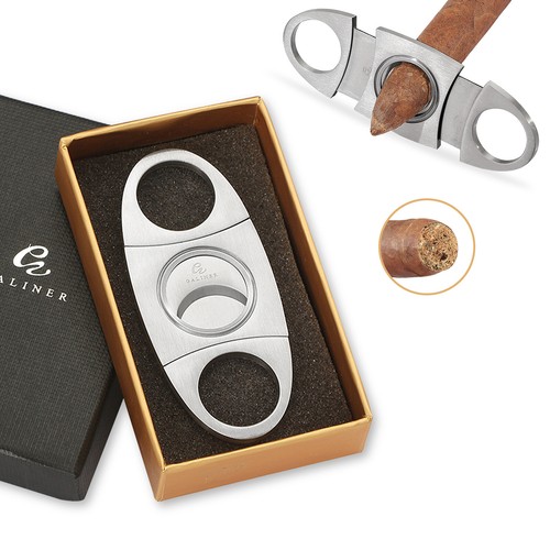 Zigarrenschneider Edelstahl Klingen Abschneider Doppel Klingen mit Geschenkbox - 第 1/11 張圖片