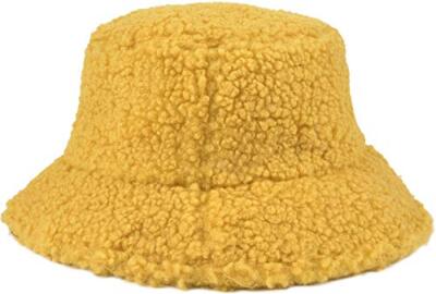 7092 Faux Fur Bucket Hat for Winter Fuzzy Fluffy Warm Fisherman CapYellow Winter Faux Fur Furry Bucket Hat Fluffy Fuzzy Warm Hat Plush  main image 3