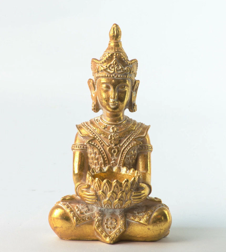 Thai Buddha Budda Teelicht Halter Figur Statue Feng Shui 19 cm sitzend NEU - Bild 2 von 4