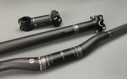 TOSEEK Carbon Fiber MTB Handlebar (Combo) MTB Bike Flat/ Rise Bar Stem Seatpost - Picture 13 of 29