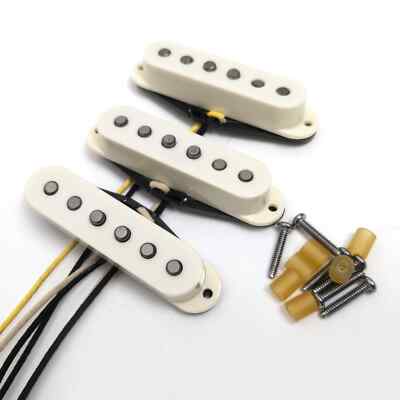 57S Guitar Pickups Neck Middle Bridge Pure Silver-Wound for Fender Strat Guitar