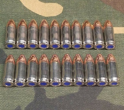 9MM LUGER SNAP CAPS  SET OF 20 (NICKEL+BLUE) REAL 115GN WEIGHT!!! - Picture 7 of 8