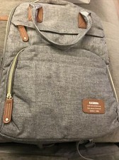 KabisonDiaperBackpack,Maternity Bag With USB Charging Port Stroller Straps Gray