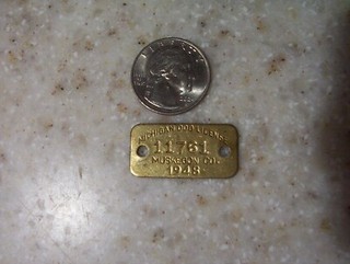 VINTAGE Brass 1948 MUSKEGON COUNTY MICHIGAN DOG LICENSE TAX 117761