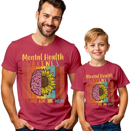 Mens And Kids Brain Sunflower Mental Health Awareness T-Shirt Tee Anxiety #MHA - Picture 16 of 30
