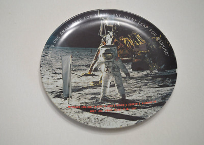Apollo Moon Landing 10 Inch Plate Plastic July 20, 1969 Armstrong Aldrin Collins