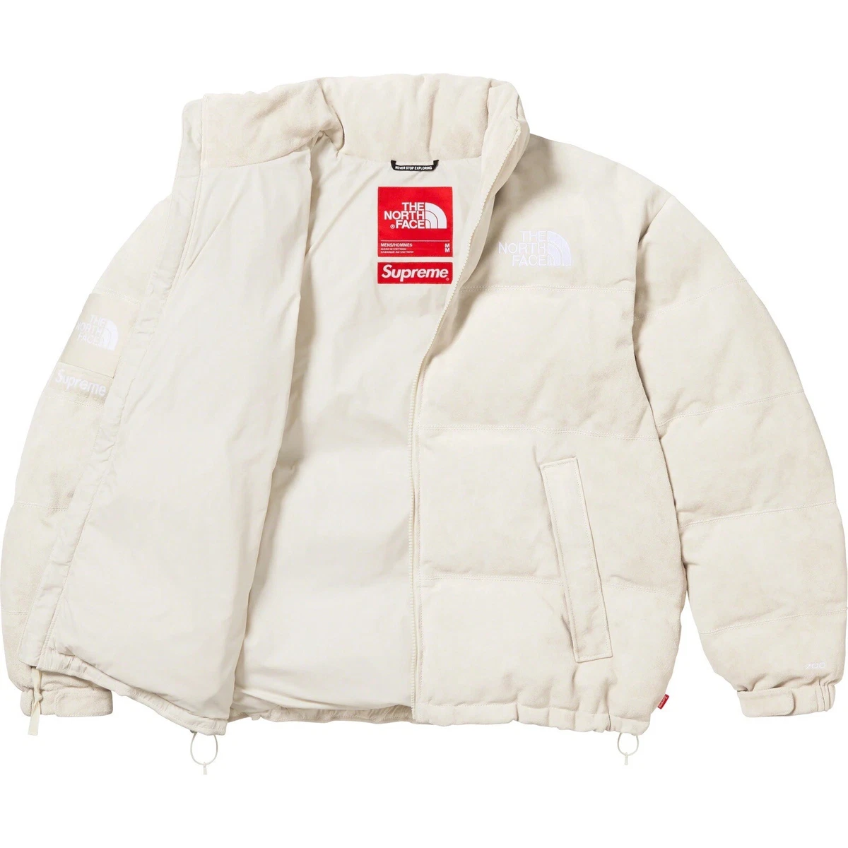 Supreme x The North Face Suede Nuptse Jacket Stone Size M